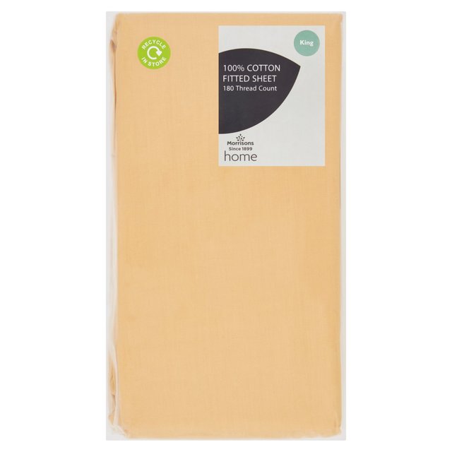 Morrisons 100% Cotton Sulpher King Fitted Sheet 