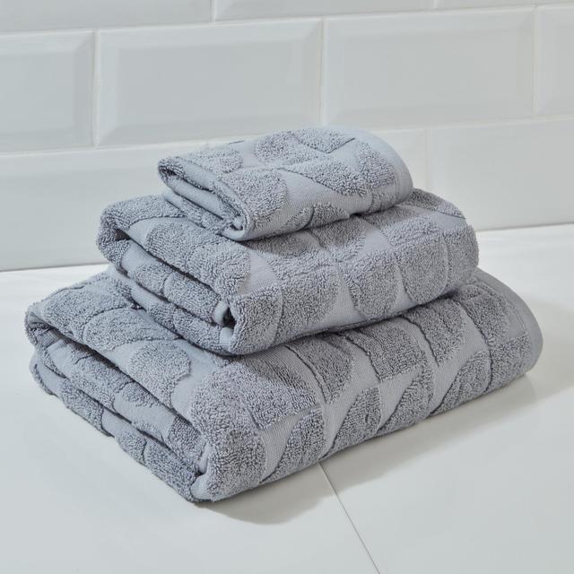 Morrisons Grey Textured Circles Hand Towel 