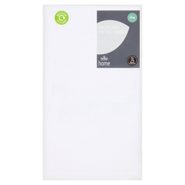 Morrisons Easy Care Cotton White King Fitted Sheet 