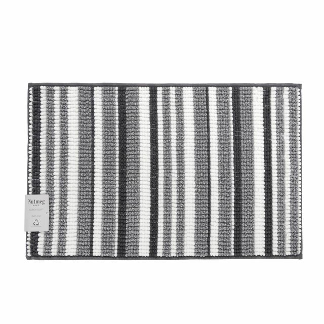 Nutmeg Grey Striped Super Soft Bath Mat 