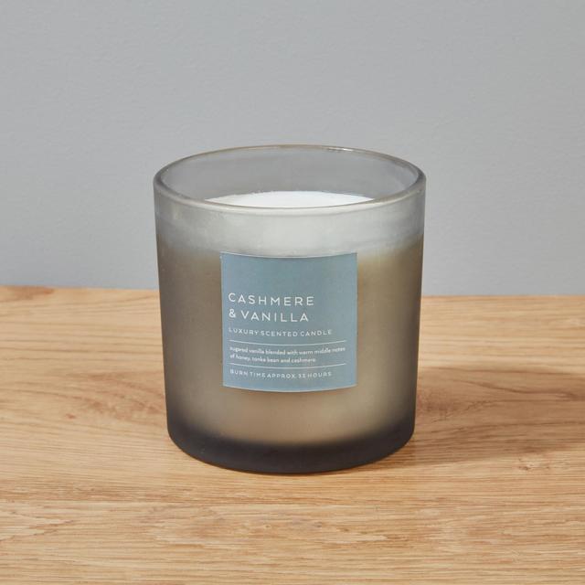 Morrisons Grey Frosted Glass Candle 10cm X 10cm 