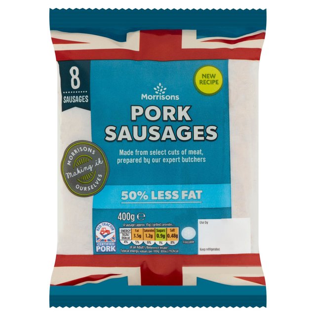 Morrisons 50% Less Fat Pork Sausages  400g