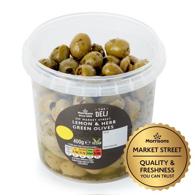 Market Street Lemon & Herb Green Olives 400g