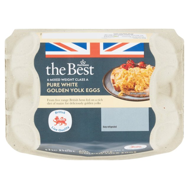 Morrisons The Best White Golden Yolk      Free Range Eggs  6 per pack