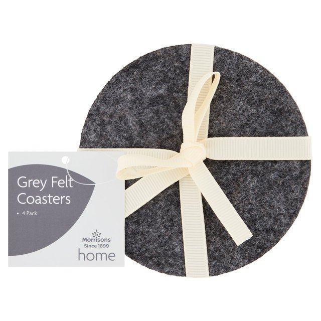 Morrisons 4 Grey Felt Coasters 4 per pack