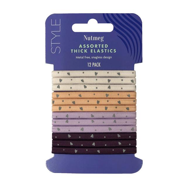 Nutmeg Kids Patterned Hair Elastics 12Pk 12 per pack