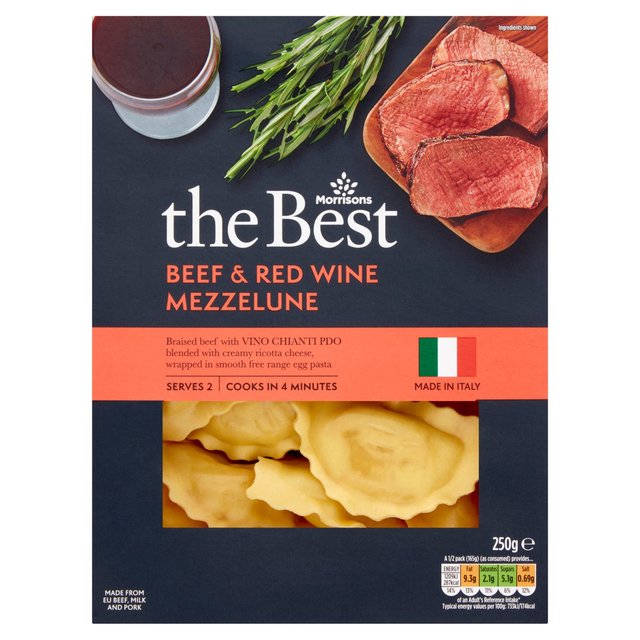 Morrisons The Best Beef And Wine Mezzalune  250g