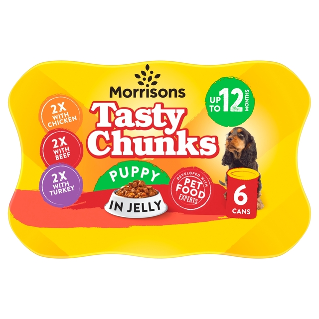 Morrisons Puppy Food Meat Chunks In Jelly 6 x 400g