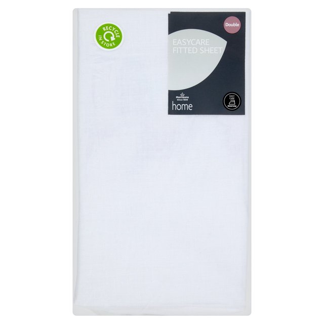 Morrisons Easy Care Cotton White Double Fitted Sheet 