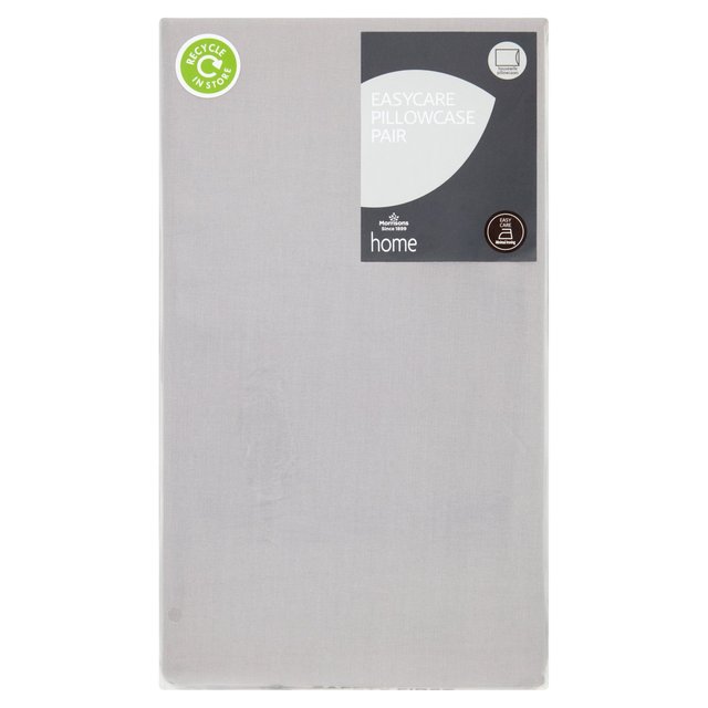 Morrisons Easy Care Cotton Grey Housewife Pillow Cases 2Pk 