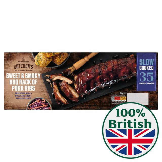 Morrisons Slow Cooked Sweet & Smokey BBQ Rack Of Pork Ribs  510g