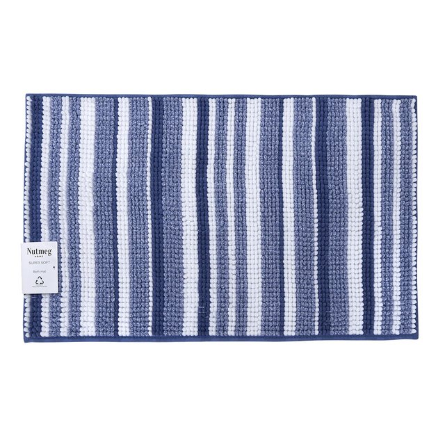 Nutmeg Blue Striped Super Soft Bath Mat 