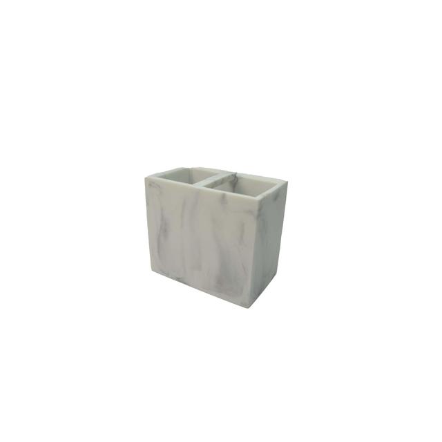 Nutmeg Home Square Marble Double Toothbrush Holder 