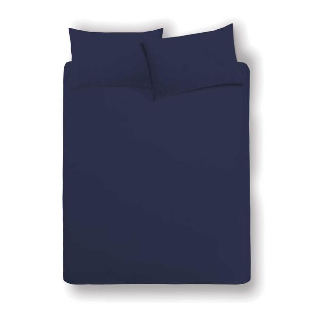 Morrisons Navy 100% Cotton Double Fitted Sheet 