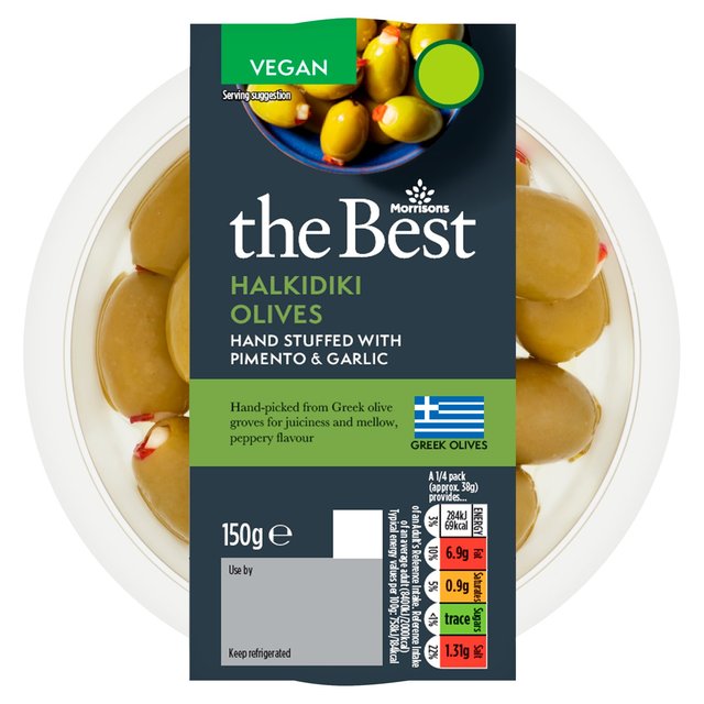 Morrisons The Best Halkidiki Olives Stuffed with Pimento & Garlic 150g