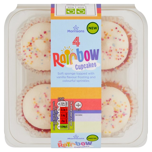 Morrisons Rainbow Cupcakes 4 per pack