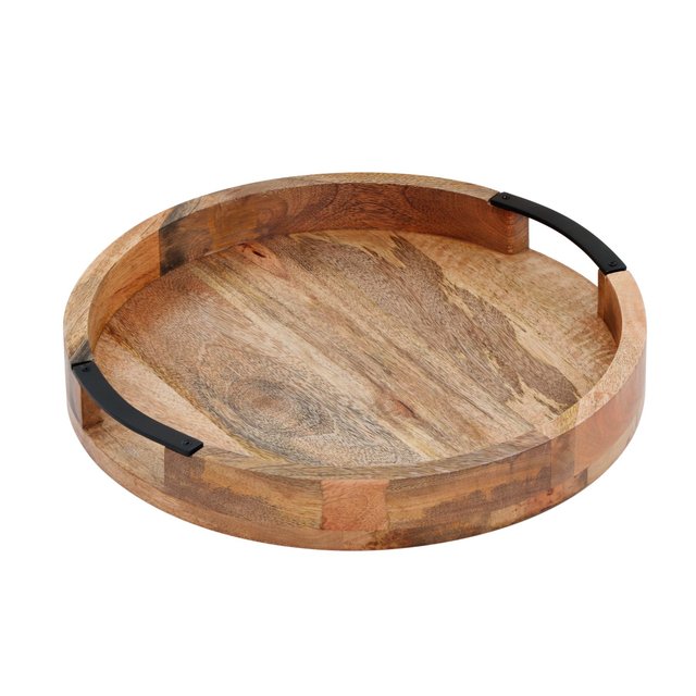 Nutmeg Home Mango Wood Round Tray 