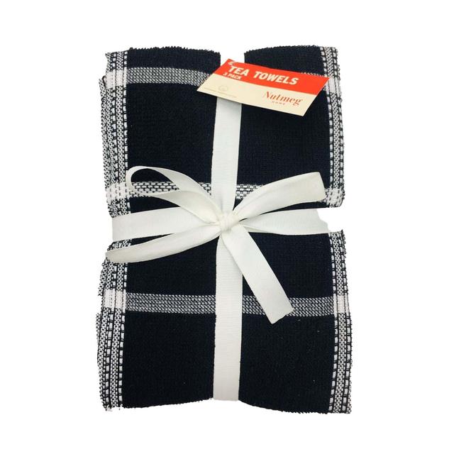 Nutmeg Home Essentials Black Terry Tea Towels 3 Pack 3 per pack