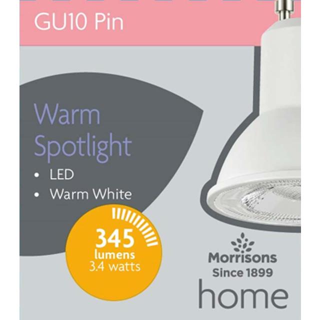 Morrisons LED Gu10 Warm White 2700K 3.4W Light Bulb 