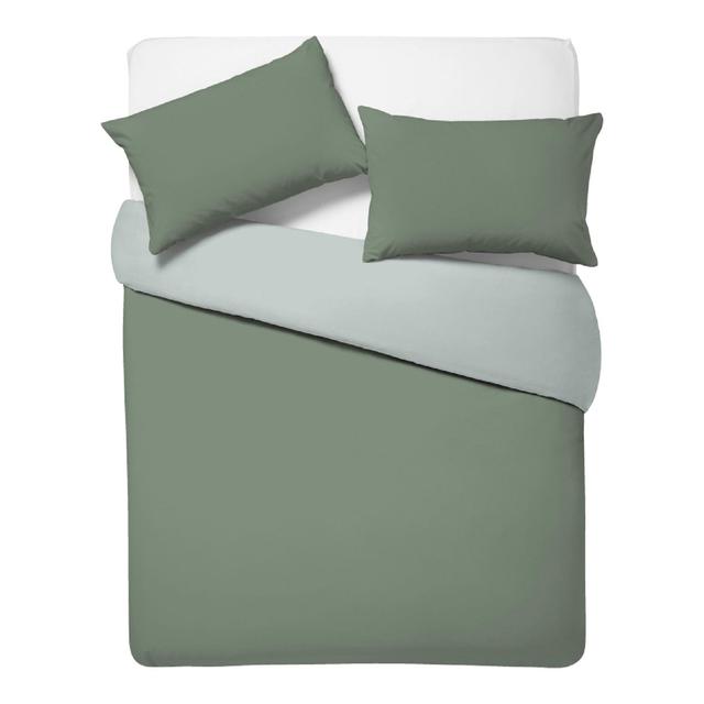 Nutmeg Home Easy Care Sage Reversible Duvet Set King 