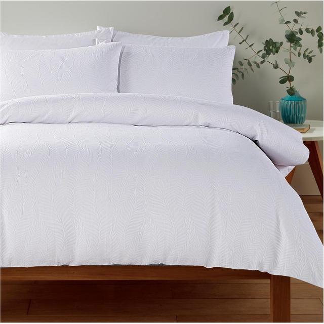 Nutmeg Home White Leaf Jacquard Double Duvet Set 