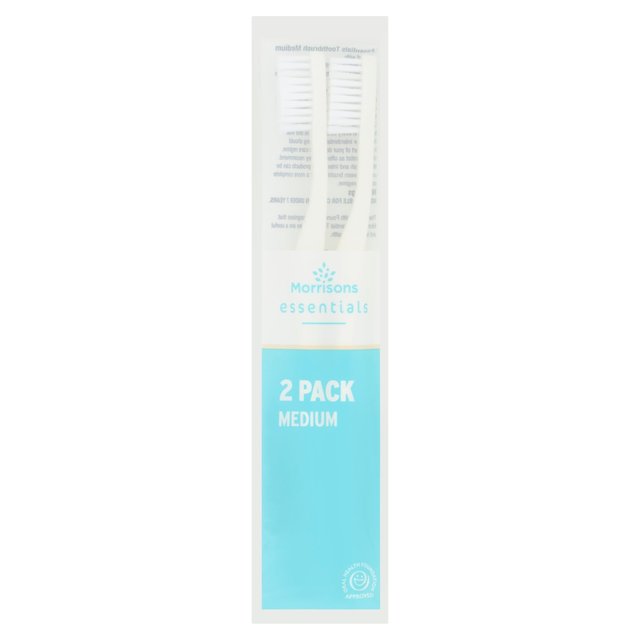 Morrisons Essentials Medium Toothbrushes 2 per pack