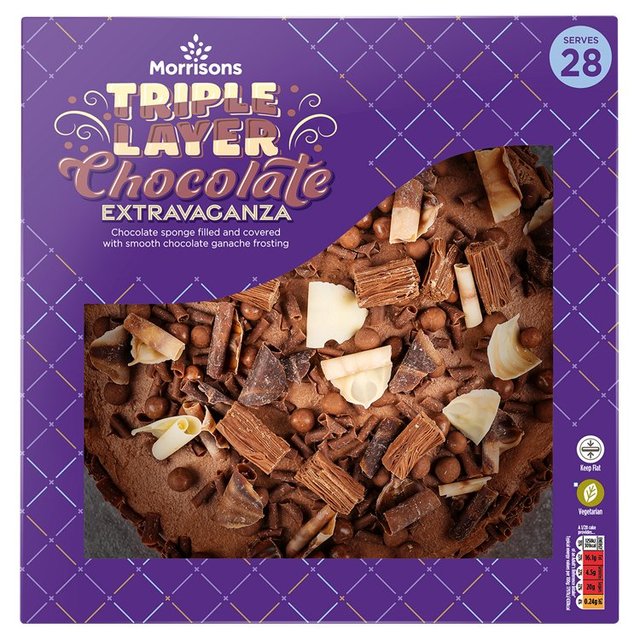 Morrisons Triple Layer Chocolate Extravaganza Celebration Cake  