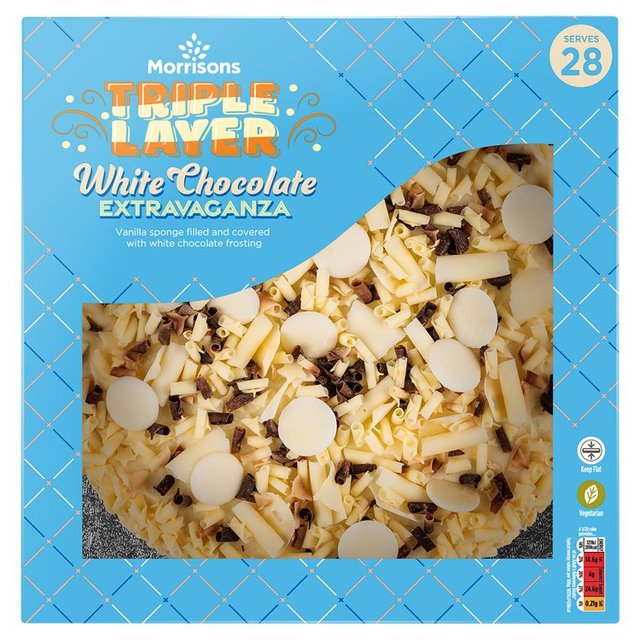 Morrisons Triple Layer White Chocolate Extravaganza Cake Serves 28 