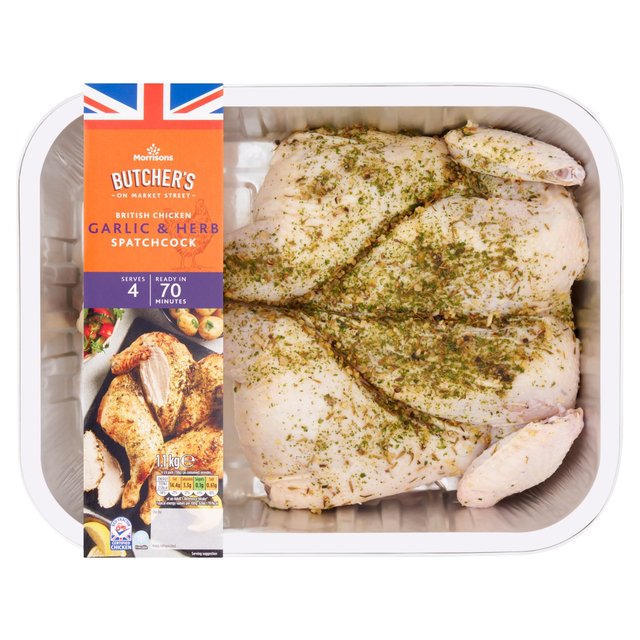 Morrisons Garlic & Herb Spatchcock Chicken 1.1kg