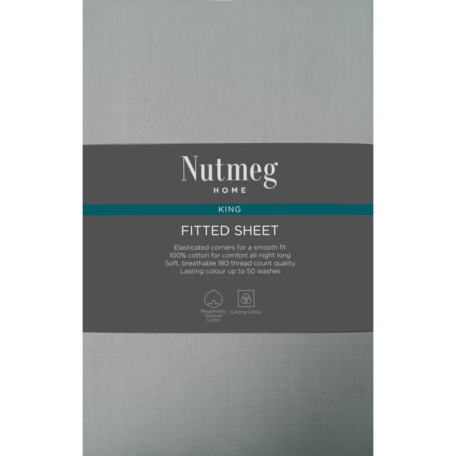 Nutmeg Home Aqua Green 100% Cotton King Fitted Sheet 