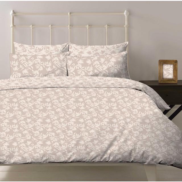 Nutmeg Taupe Leaf  Duvet Set Double 