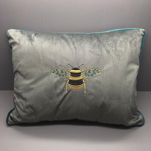 Nutmeg Home Embroidered Bee Cushion 