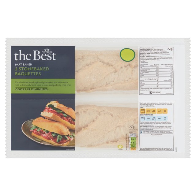 Morrisons The Best Sourdough Stonebaked Baguettes 2 per pack