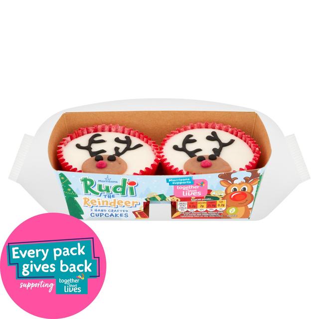 Morrisons Rudi The Reindeer Cupcakes 2 per pack