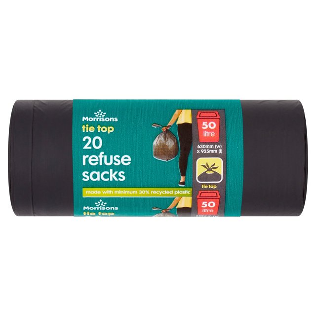 Morrisons 50L Tie Top Refuse Sacks 20 Pack 20 per pack