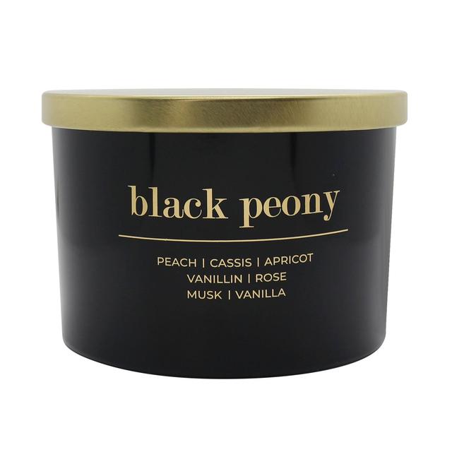 Nutmeg Home Black Peony Candle With Gold Lid 