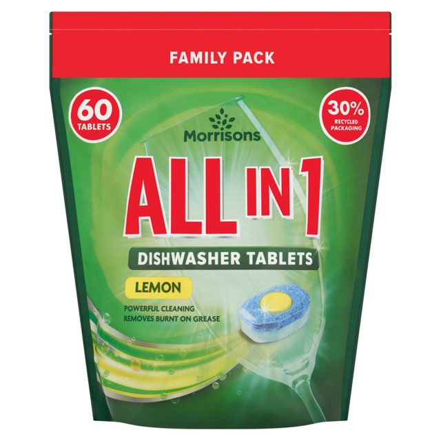 Morrisons All In 1 Lemon Dishwasher Tablets 60 per pack