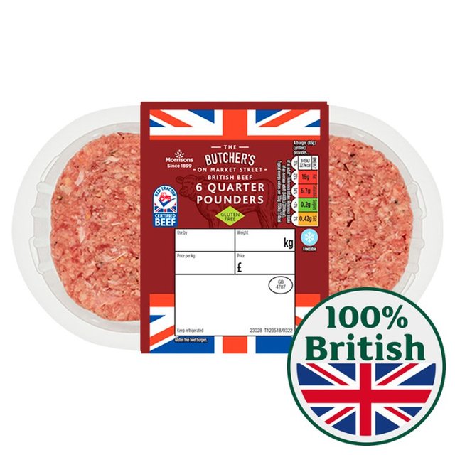 Morrisons 6 British Beef Quarter Pounders 