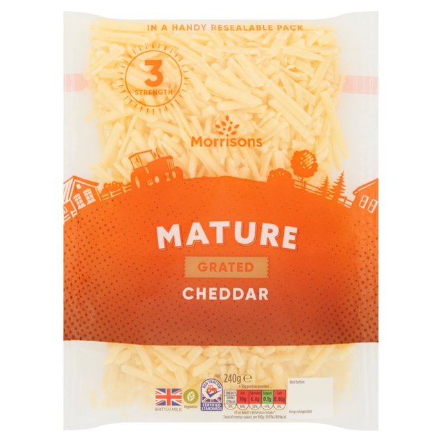 Morrisons Grated Mature White Cheddar 240g