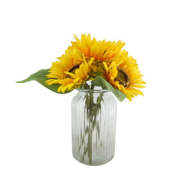 Nutmeg Home Sunflower In Glass Vase 