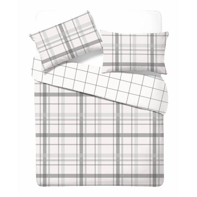 Nutmeg Home Easy Care Grey Check Duvet Single 