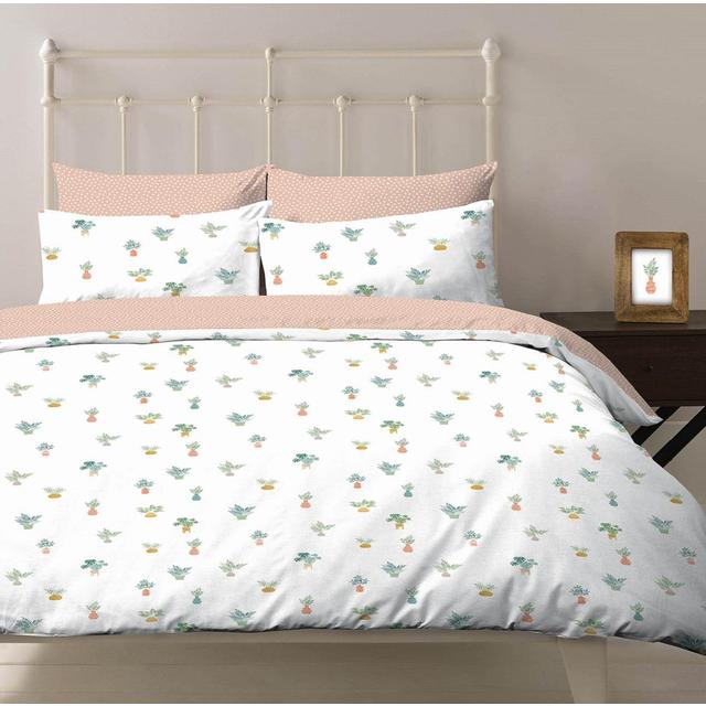 Nutmeg 100% Cotton Pot Plants Duvet Set Double 