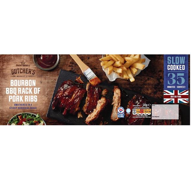 Morrisons Slow Cooked Bourbon BBQ Rack Of Pork Ribs 510g