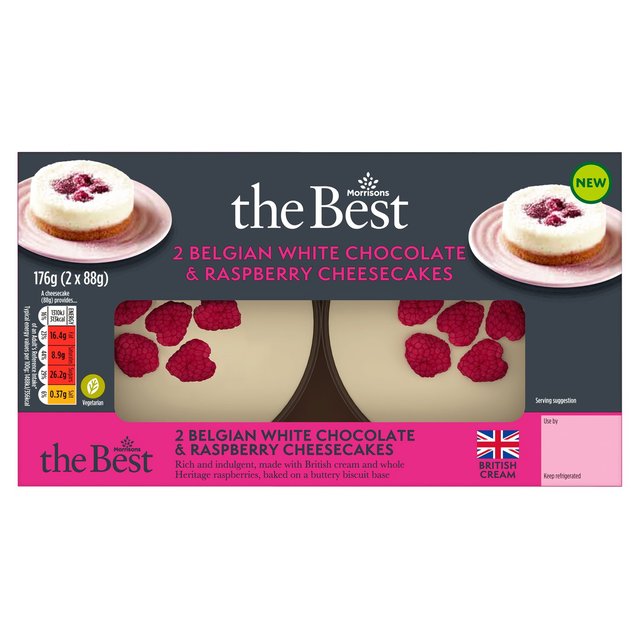 Morrisons The Best Belgian White Chocolate & Raspberry Cheesecakes 2 x 88g