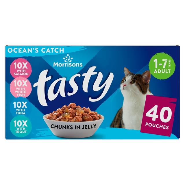 Morrisons Adult Cat Tasty Chunks In Jelly Ocean's Catch 40 x 100g