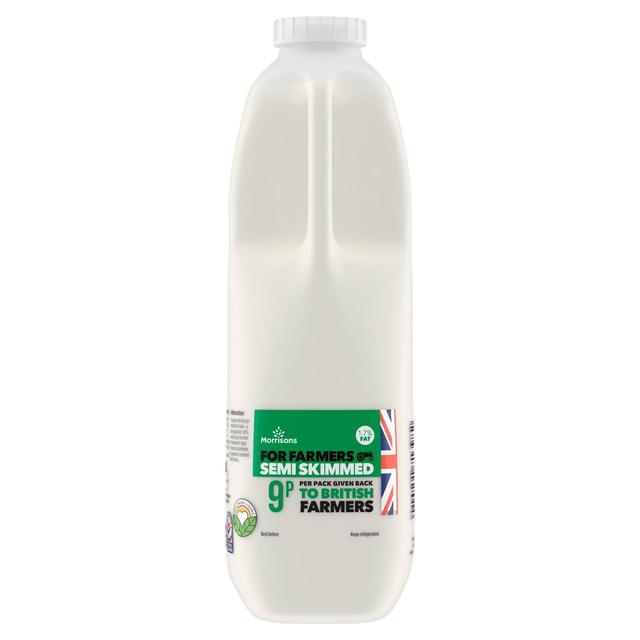 Morrisons For Farmers British Semi Skimmed Milk 2 Pint 1.136L