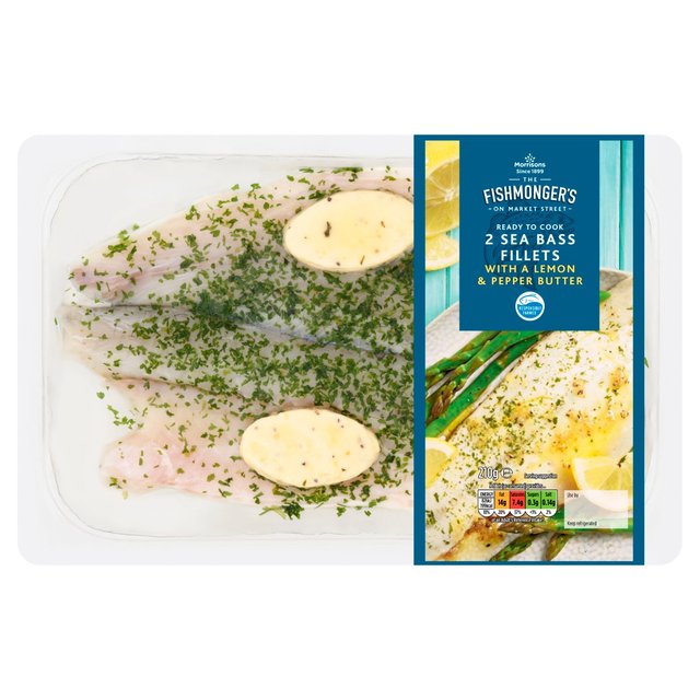 Morrisons Market St Seabass Fillets With Lemon & Pepper Butter 210g