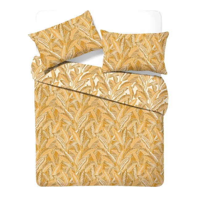 Nutmeg Home Easy Care Ochre Leaf Duvet Set Double 