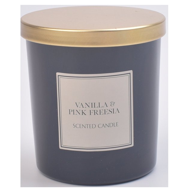 Nutmeg Home 1 Wick Waxfill Vanilla & Pink Freesia Black Glass 