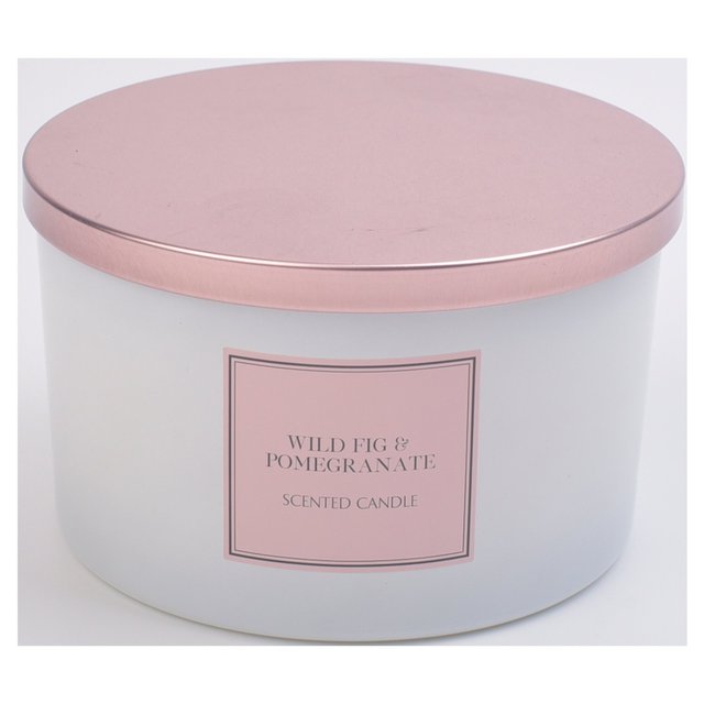 Nutmeg Home Multi Wick Waxfill Wild Fig & Pomegranate White Glass 